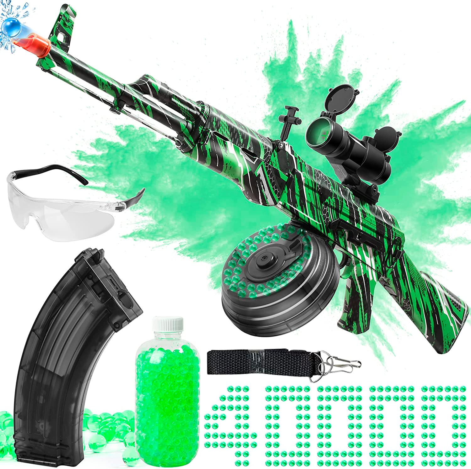 Pistola de bolas de gel grande AKM-47  Disponible en color rosa, verde y azul