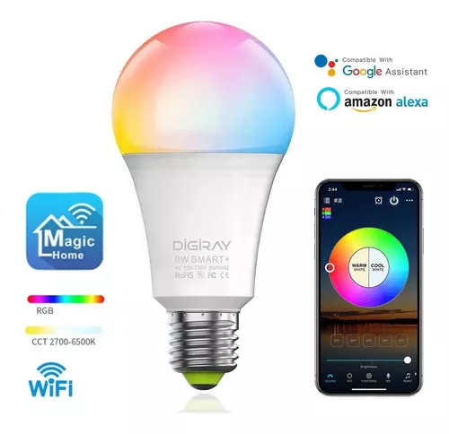 Foco Led Inteligente Rgbcw Wifi 9w Con Mando A Distancia E27