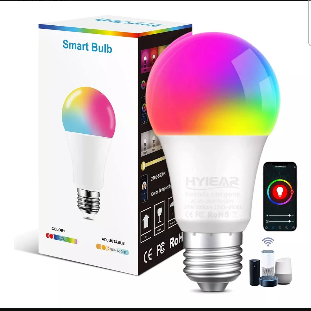 Foco led inteligente Hyiear Rgbcw Wifi Foco, Para Siri, Alexa, Google Home
