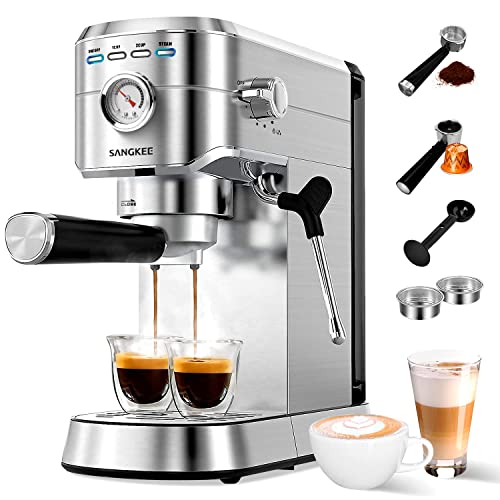 SANGKEE - Cafetera Espresso 20 Bar, Máquina de café espresso con varita espumado
