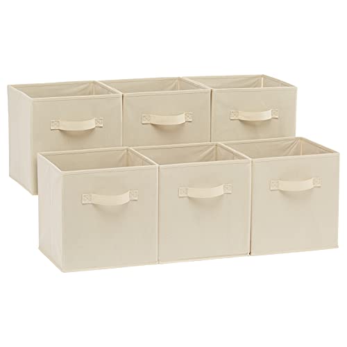 Amazon Basics - Cubos de almacenamiento plegables de tela con asas, 10.5 x 10.5 
