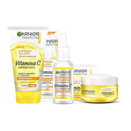 Garnier Skin Active Kit express aclara: serum, crema y gel con vitamina c