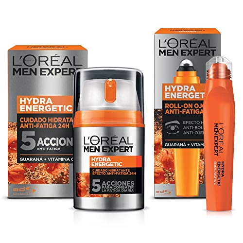 L'Oréal Paris Men Expert Kit Hydra Energetic Crema para Hombre y Roll-on Anti Oj