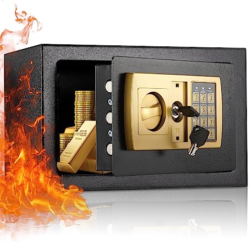 TECHVIDA 31×20×20cm Caja Fuerte Digital, Caja Fuerte Pequeña con Cerradura Elect