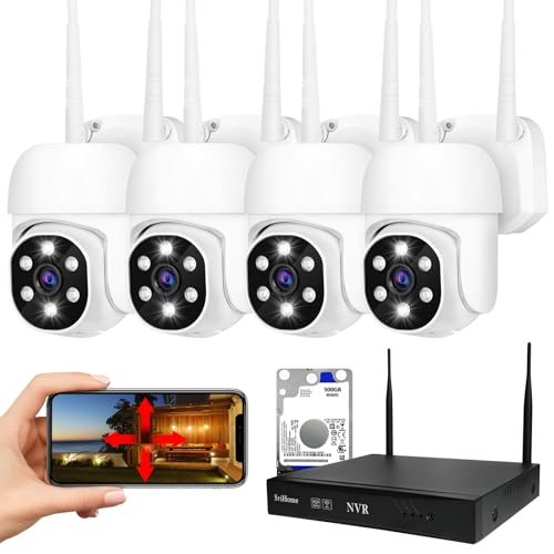 AXIDUN Kit Cámara de Seguridad WiFi HD 1080p con Disco Duro,8CH 2MP WiFi NVR + 4