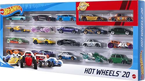 Hot Wheels, Paquete de 20 Autos, Vehículos de Juguete para niños de 3 años en ad