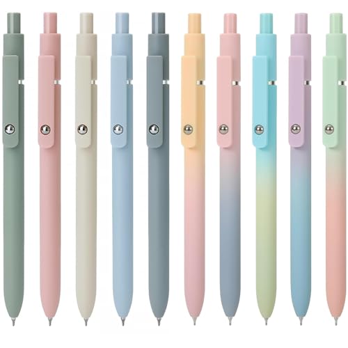 HAKUKU 10 Piezas Bolígrafos de Gel Punta Fina, Bolígrafos de Gel Negro Retráctil
