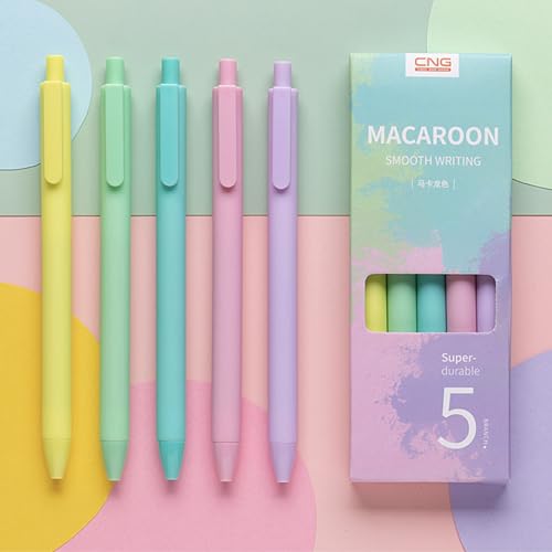 HAKUKU 5 Piezas Bolígrafos de Gel Punta Fina, 0.5mm Bolígrafos de Gel Negro Retr