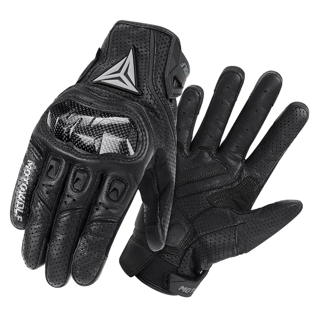 Guantes de cuero para hombre, manoplas protectoras transpirables para carreras d