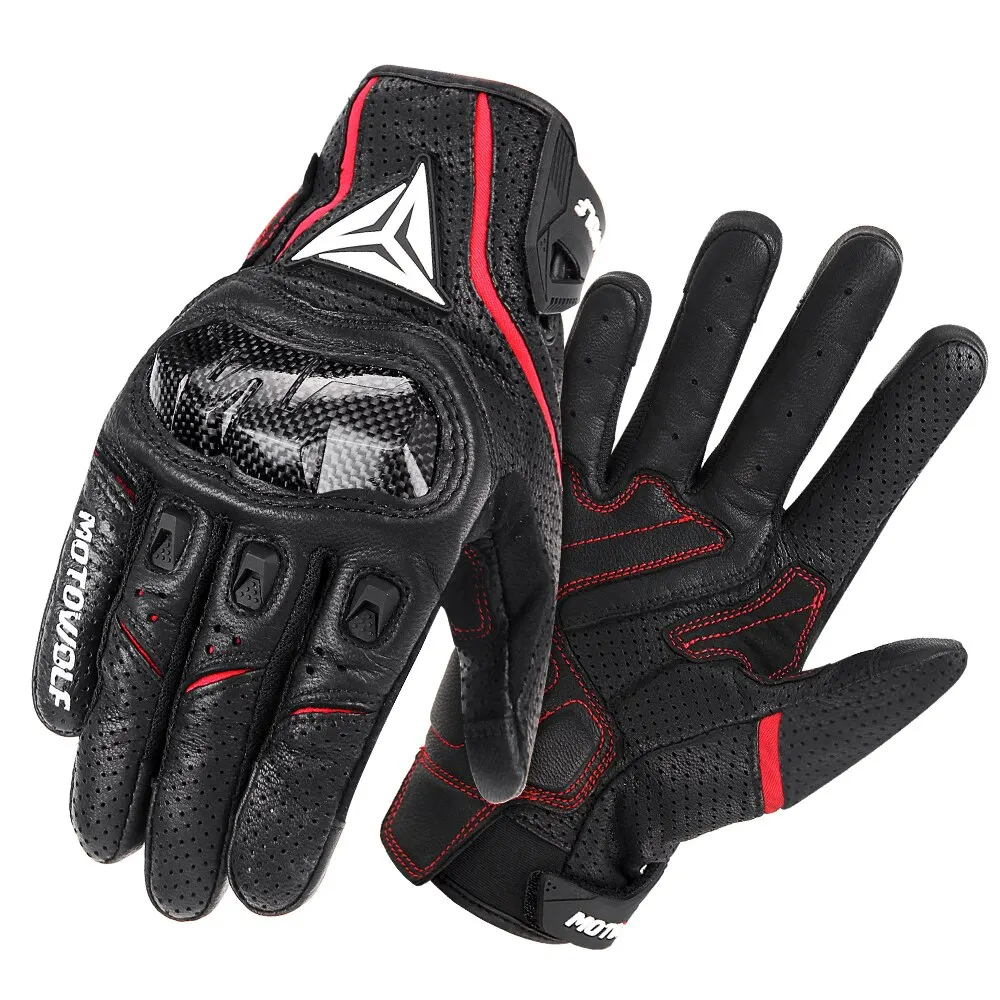 Guantes de cuero para hombre, manoplas protectoras transpirables para carreras d
