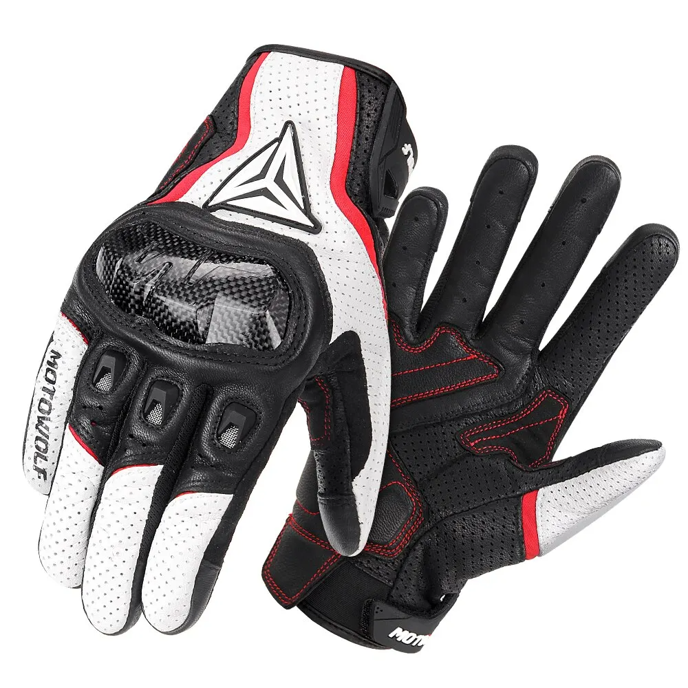 Guantes de cuero para hombre, manoplas protectoras transpirables para carreras d