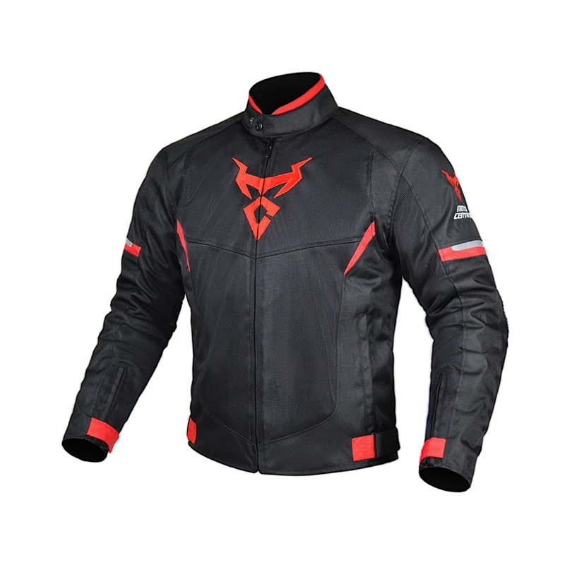 Chaqueta para motociclista color rojo hombre y mujer, chaqueta de malla transpir
