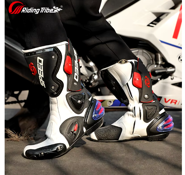 Botas Speed para motociclistas color blanco
