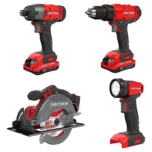 CRAFTSMAN Kit de Herramientas 20V Inalámbricas con Taladro Atornillador Sierra C