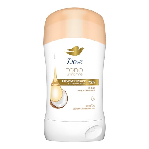 DOVE Tono Uniforme Coco Antitranspirante en Barra, desodorante para mujer que pr
