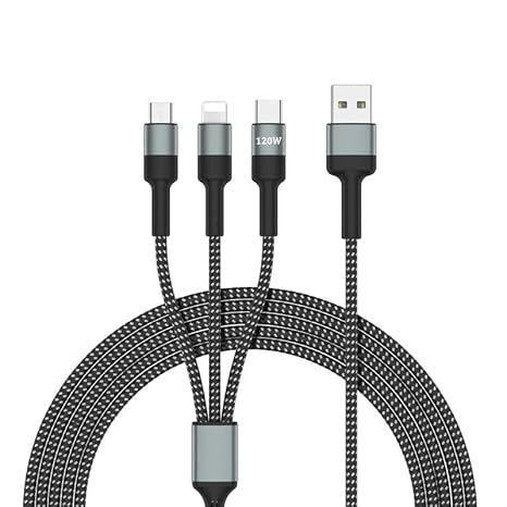 LUMOKU 3 en 1 Cable USB，120W cable de carga superrápida ， cable de carga múltipl