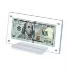 Marco de exhibición de billetes de escritorio acrílico