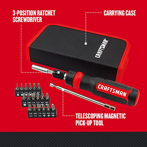 CRAFTSMAN Destornillador de carraca juego multibits 26 piezas (CMHT68001)