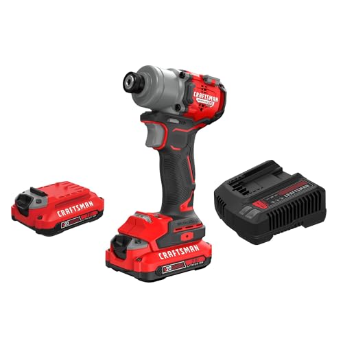 CRAFTSMAN V20 Kit de driver de impacto inalámbrico de 1/4 pulgadas con 2 batería