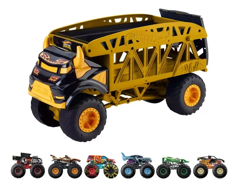 Monster Transportador 6 Vehículos Monster Trucks Hot Wheels