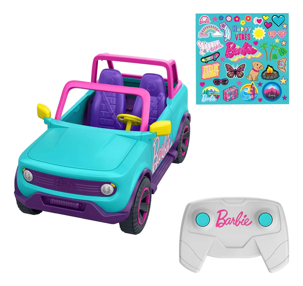 Hot Wheels Barbie Rc Suv Y Calcomanías, Puede Sostener Y A. Color Negro