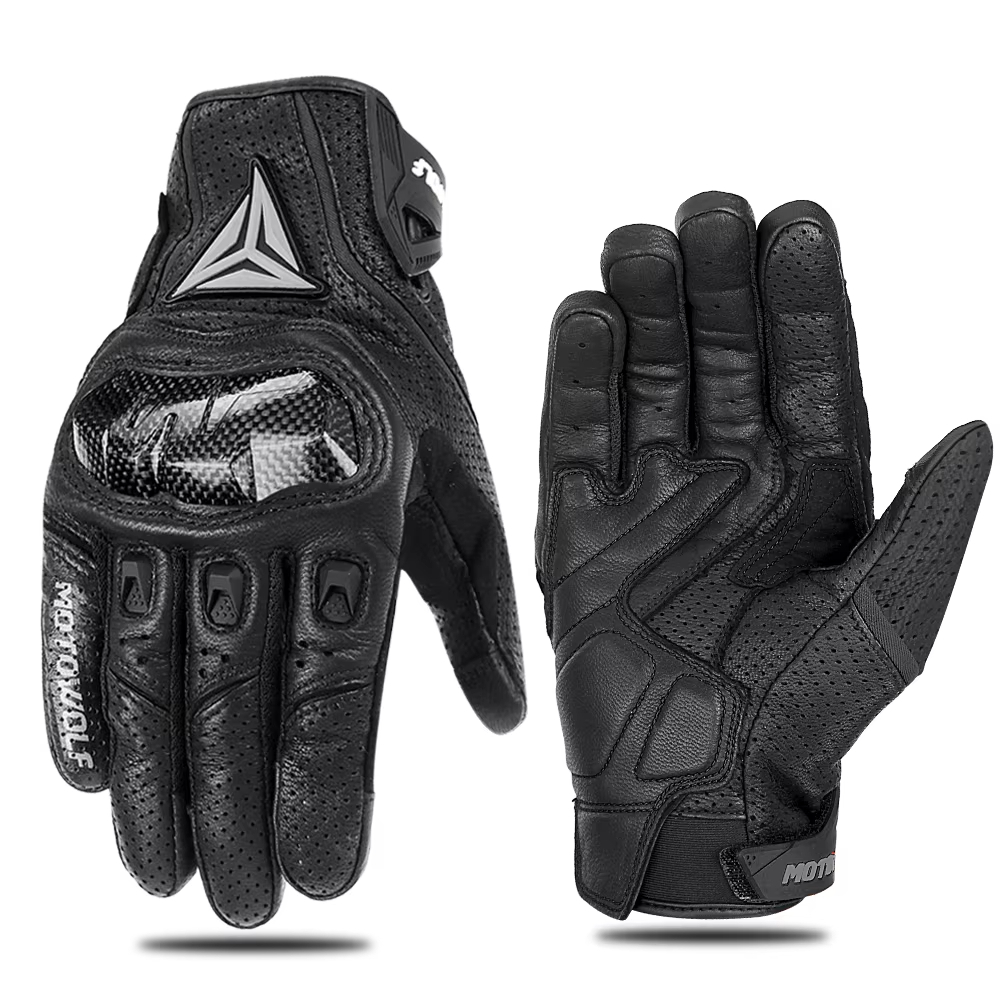 Guantes motowolf  de cuero NEGRO