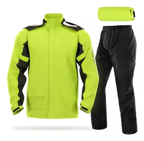 Impermeable Motociclista Alta Calidad Reflejante Con Capucha