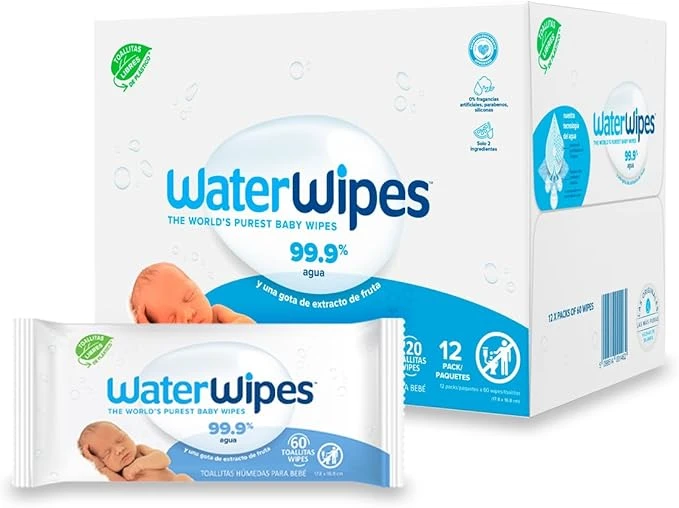 Toallitas Húmedas Originales para Bebés, WATERWIPES,  12 Paquetes Incluidos