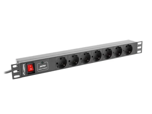 Regleta lanberg 1u 16a rack 19 7x socket negro 2m