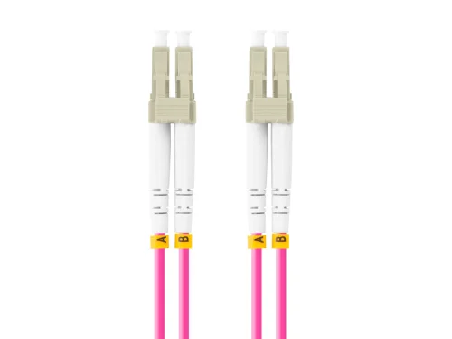 Latiguillo fibra optica lc - upc lanberg 1m multi duplex om4 50 - 125 lszh violeta