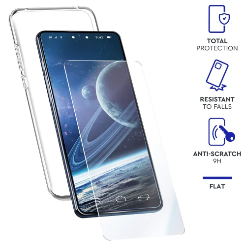 Carcasa myway para apple iphone 14 pro transparente + protector pantalla cristal templado