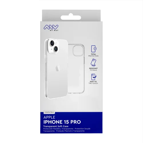Carcasa myway para apple iphone 15 pro transparente
