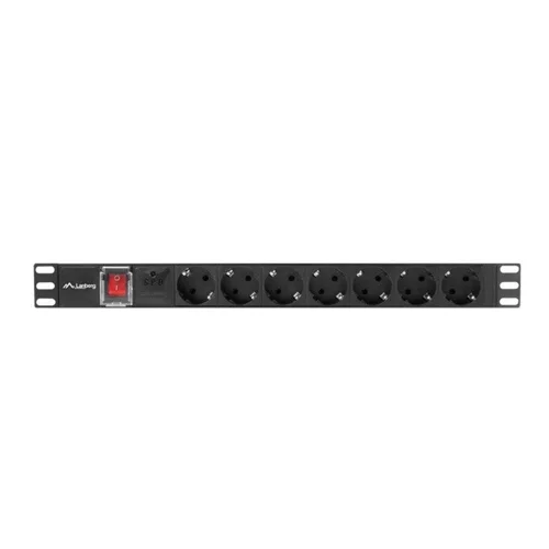 Regleta lanberg 1u 10a 7x schuko rack 19 pulgadas 2m negro c14