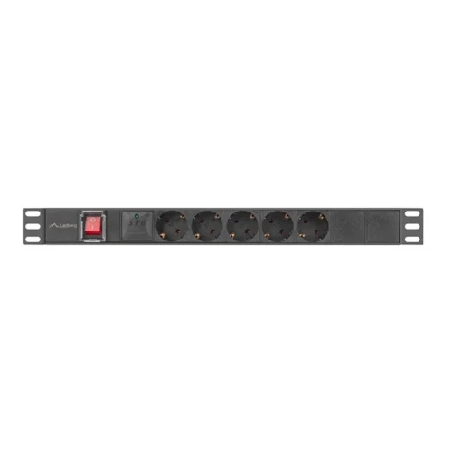 Regleta lanberg 1u 16a rack 19 pulgadas 5x socket schuko negro 2m