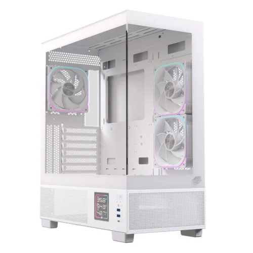 Caja ordenador gaming einarex s501d atx rgb cristal templado blanca