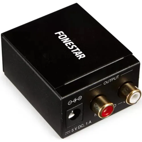 Convertidor de audio fonestar fo - 37da - audio digital en analógico - entrada óptica spdif - coaxial spdif - salida audio estéreo - 2x rca