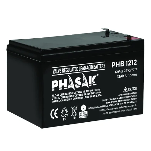 Bateria phasak phb 1212 compatible para sais 12ah 12v acido - plomo