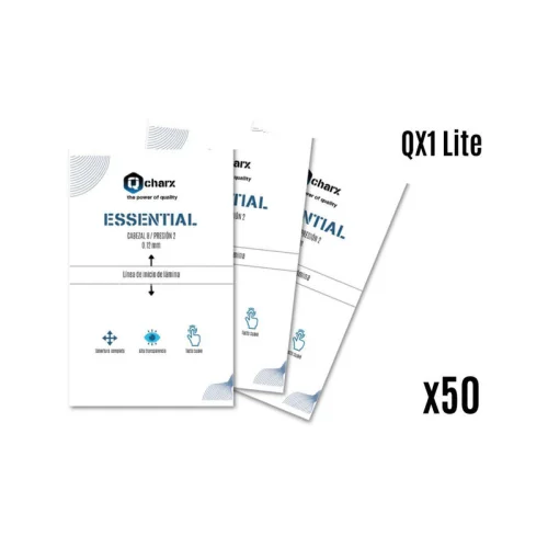 Laminas de proteccion frontales qcharx hidrogel essential hd para qx1 lite 50 unidades