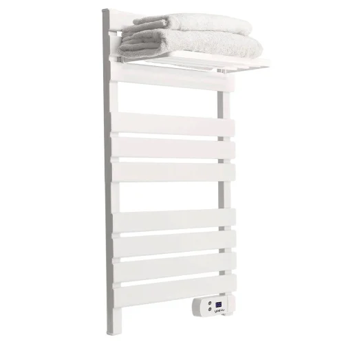 Yoevu - kit radiador toallero 500 | 1500 w mas repisa extra con ganchos - color blanco